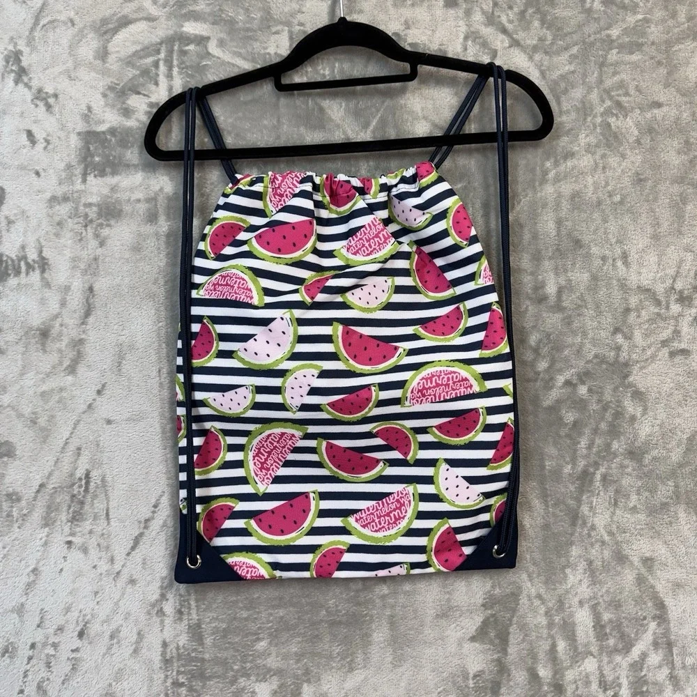 Thirty-One Cinch Sac‎ Drawstring Backpack Watermelon Stripe Thermal